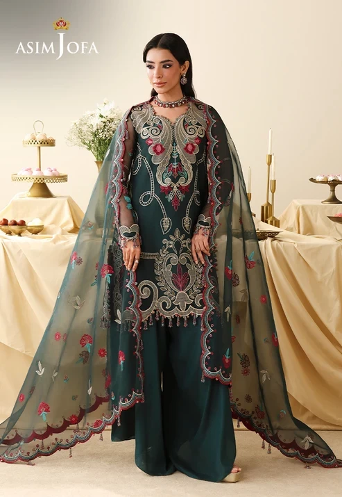 AJULIH-04 Embroidered Organza 3 Pcs
