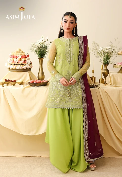 AJULIH-10 Embroidered Net 3 Pcs