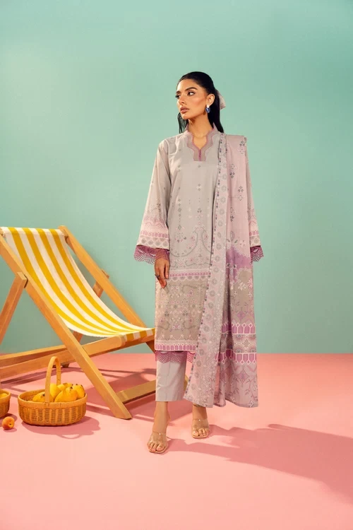 RTS | SHIRT, TROUSER & DUPATTA  - EC336-3P26-Grey