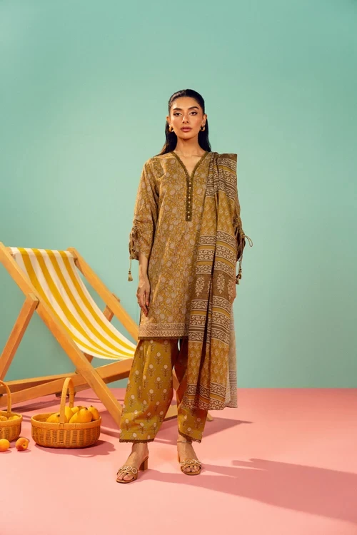 RTS | SHIRT, TROUSER & DUPATTA - EC339-3P26B-Mustard