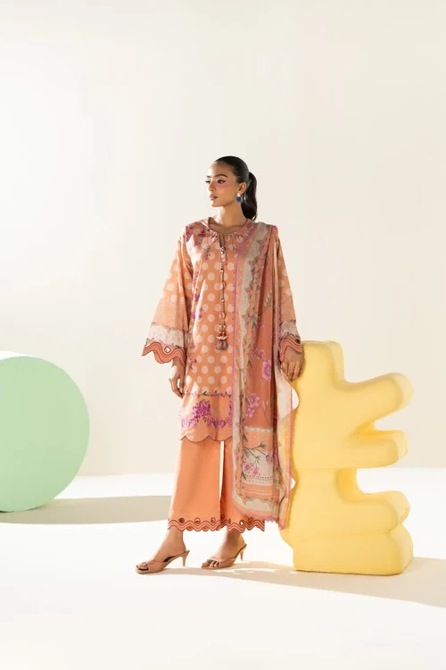 RTS | SHIRT, TROUSER & DUPATTA - EC333-3P26-Peach