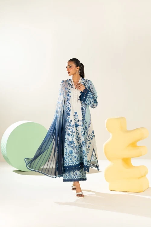 RTS | SHIRT, TROUSER & DUPATTA  -  EC334-3P26-Blue