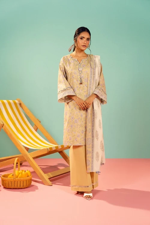 RTS | SHIRT, TROUSER & DUPATTA - EC344-3P26A-Yellow