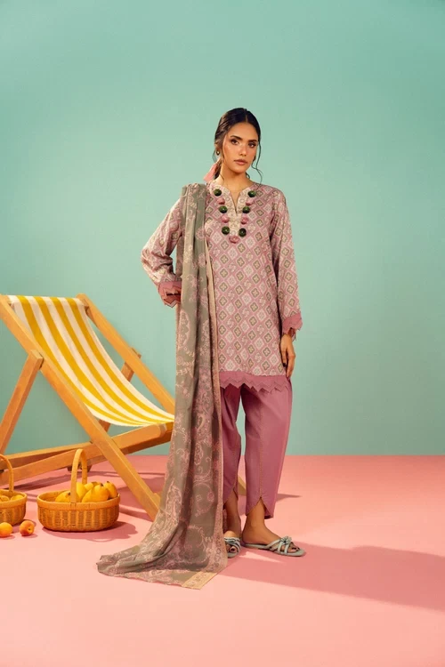 RTS | SHIRT, TROUSER & DUPATTA - EC345-3P26A-Pink