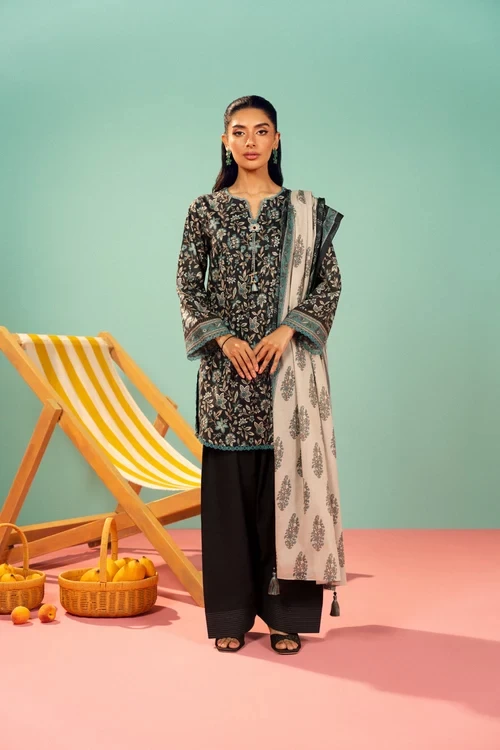 RTS | SHIRT, TROUSER & DUPATTA  - EC344-3P26B-Dark Blue