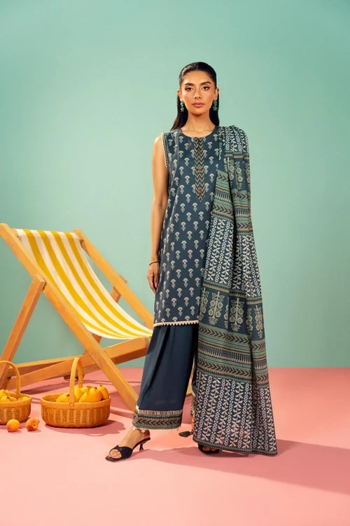 RTS | SHIRT, TROUSER & DUPATTA - EC340-3P26B-Blue